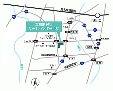 図：耳鼻咽喉科サージセンター浜松の地図