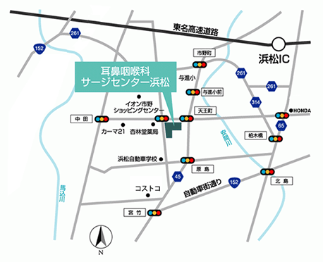 図:耳鼻咽喉科サージセンター浜松の地図